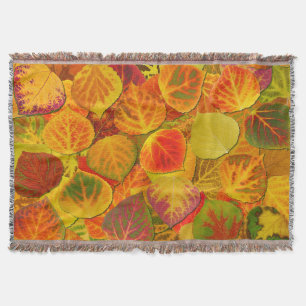 Aspen Leaves Collage Solid Medley 1 Throw Blanket