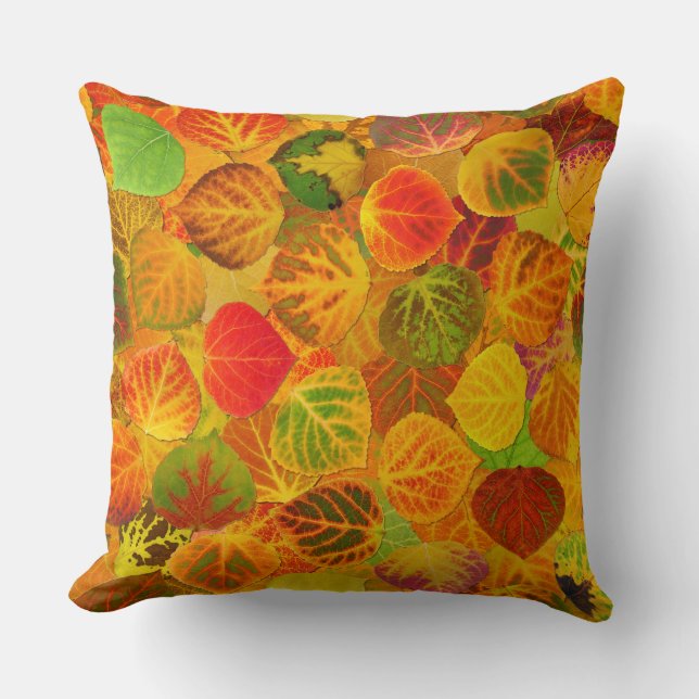 Aspen Leaves collage solid medley seamless 1 Cushion (Front)