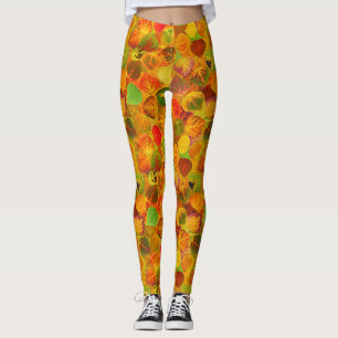 Aspen Leaves Collage Solid Medley Seamless 1 Leggings