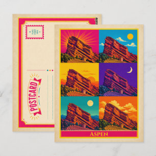 Aspen Postcard Colorado Red Rock Vintage Pop Art