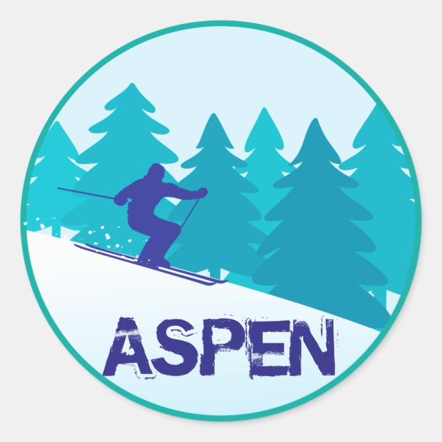 Aspen Ski Circle Classic Round Sticker (Front)