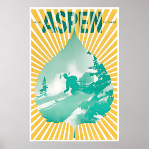 Aspen Ski Poster Colorado Art Retro Skiing Print
