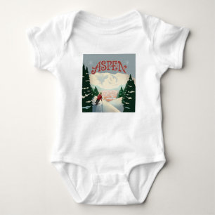 Aspen Skier   Colorado Baby Bodysuit