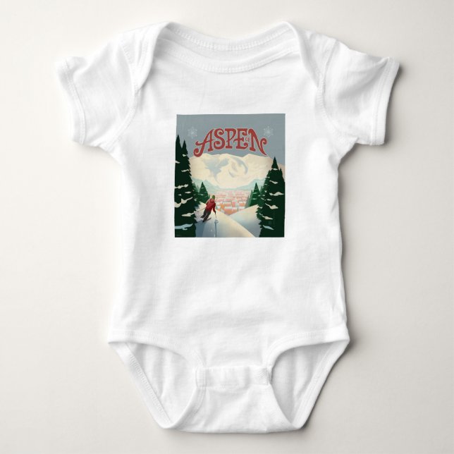 Aspen Skier | Colorado Baby Bodysuit (Front)