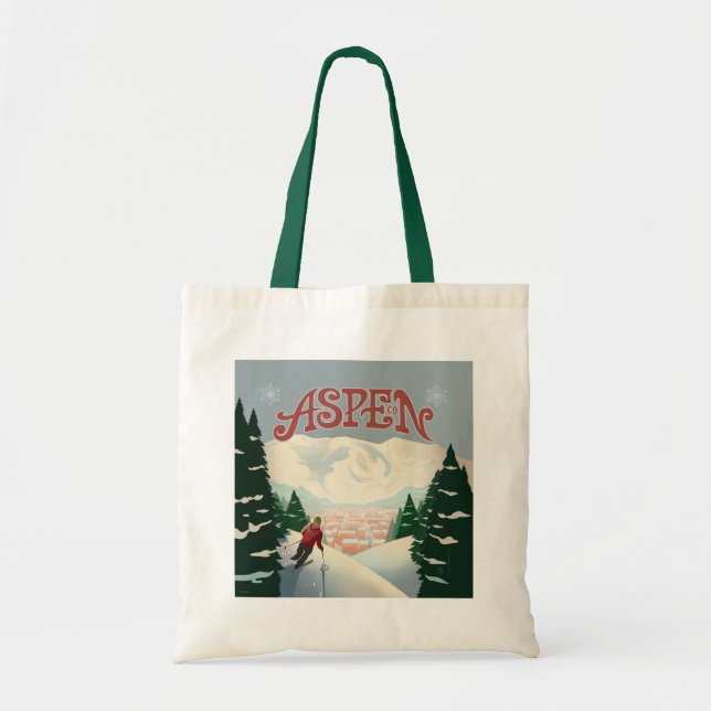 Aspen Skier | Colorado Tote Bag (Front)