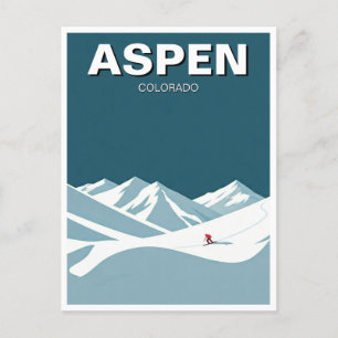 Aspen Skier Skiing Postcard