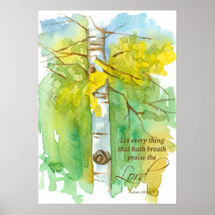 Aspen Tree Bible Scripture Psalms 150 Autumn Poster