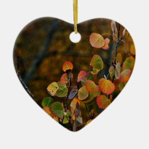 ASPEN TREE BRANCHES WITH FALL COLORED LEAVES CERAMIC TREE DECORATION