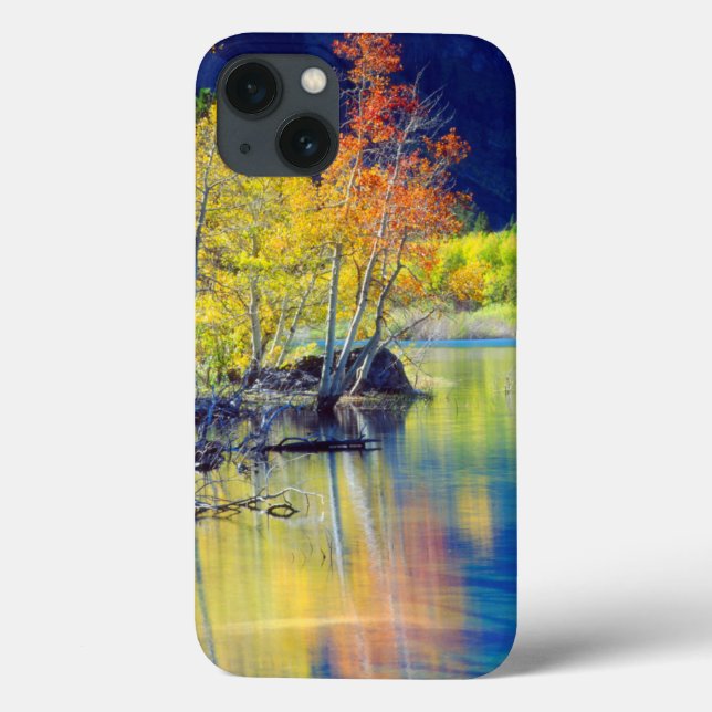 Aspen tree in autumn reflecting in Grant Lake Case-Mate iPhone Case (Back)