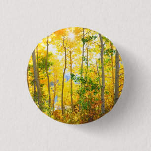 Aspen Trees In Fall   Sierra Nevada Mountains, CA 3 Cm Round Badge