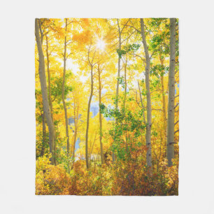 Aspen Trees In Fall Sierra Nevada Mountains, CA Fleece Blanket
