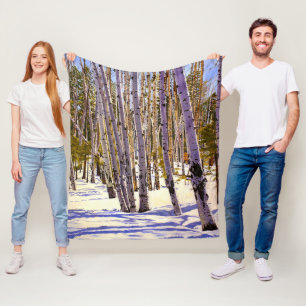 Aspen Trees in the Forest Fleece Blanket