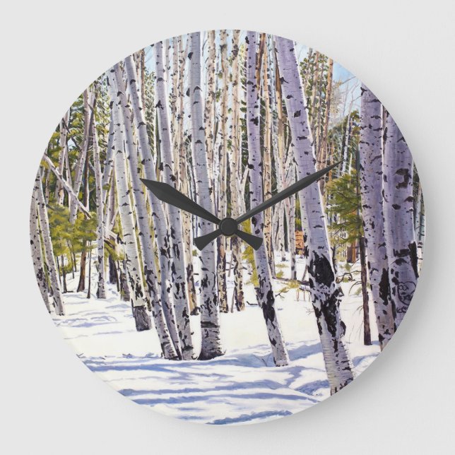 Aspen Trees in the Forest Large Clock (Front)