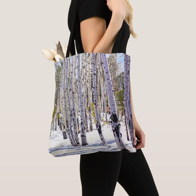 Aspen Trees in the Forest Tote Bag (Close Up)