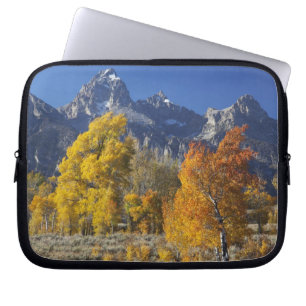 Aspen trees with the Teton mountain range Laptop Sleeve