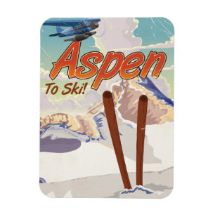 Aspen USA Vintage ski travel poster Magnet