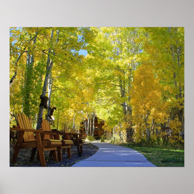 "Aspen Walkway", Ground View, Autumn Poster (Front)