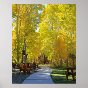 "Aspen Walkway", Portrait, Autumn Poster
