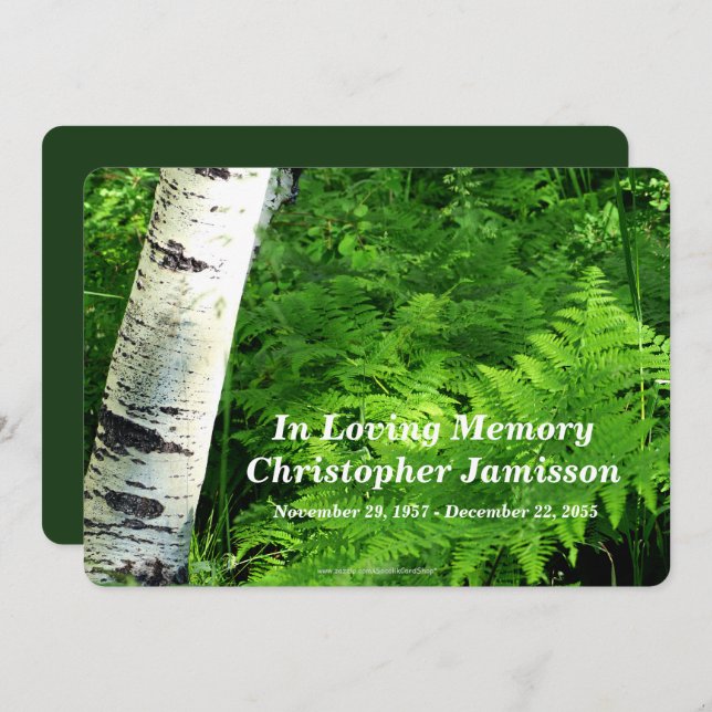 Aspen with Ferns, Celebration of Life Invitation (Front/Back)
