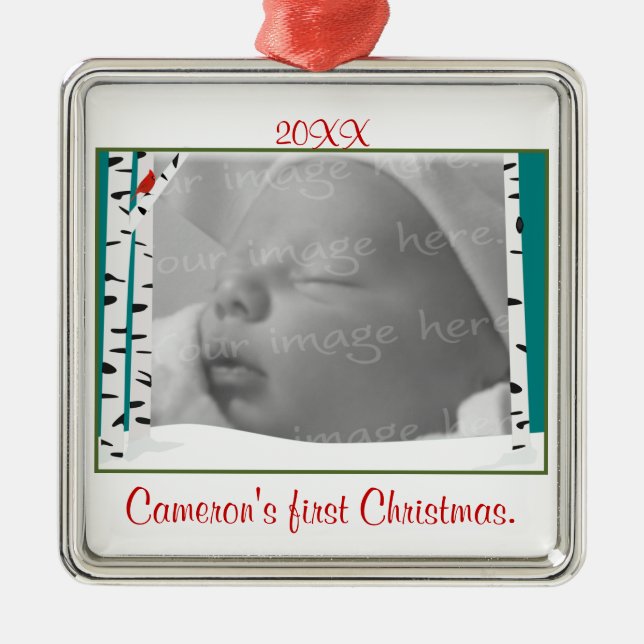 Aspen Woods Personalised Photo Ornament (Front)
