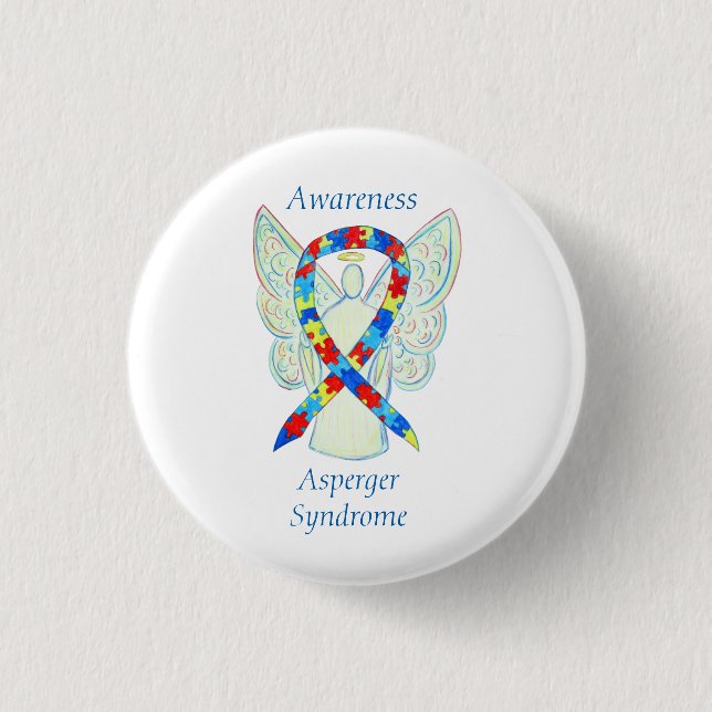 Asperger Syndrome Angel Puzzle Ribbon Pins (Front)