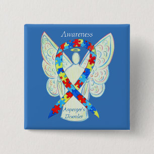 Asperger's Disorder Angel Puzzle Ribbon Pins