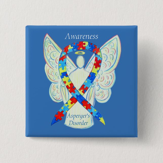 Asperger's Disorder Angel Puzzle Ribbon Pins (Front)