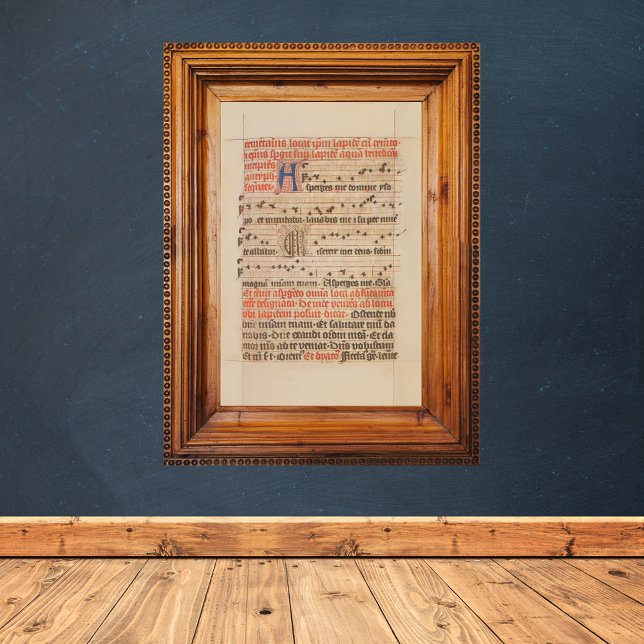 Asperges me Gregoriant Chant Mediaeval Manuscript Poster (Asperges me Antiphon Gregoriant Chant Music Sheet Medieval Manuscript Catholic Christian Poster)