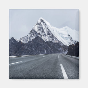 Asphalt Road in front of Snow Mountain Magnet