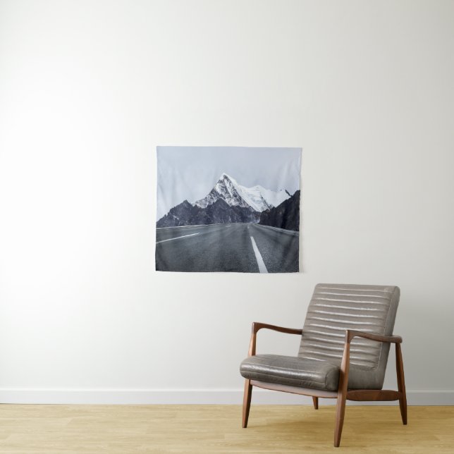 Asphalt Road in front of Snow Mountain Tapestry (In Situ (Horizontal))