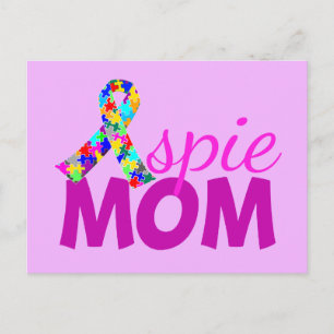 Aspie Mum Pretty Pink Ribbon Asperger Mothers Day Postcard