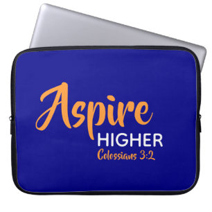 ASPIRE HIGHER Inspirational Christian Blue Laptop Sleeve