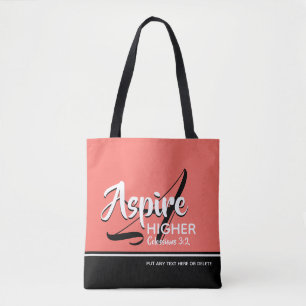 ASPIRE HIGHER Inspirational Christian CORAL Tote Bag