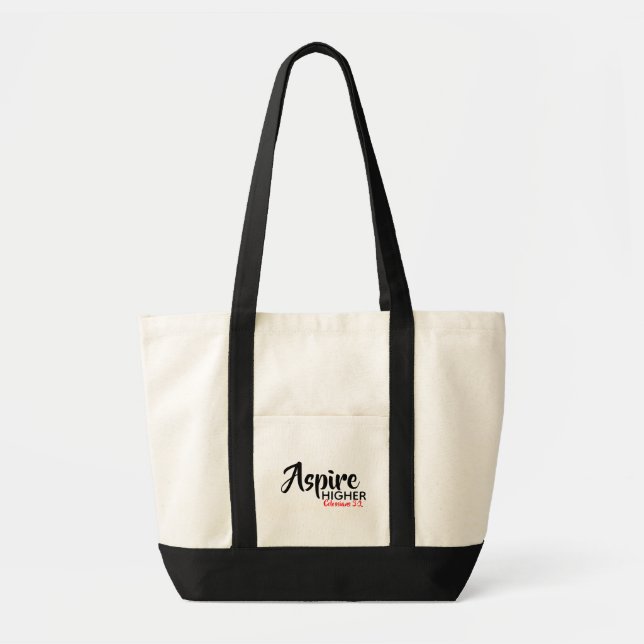 ASPIRE HIGHER Inspirational Christian Scripture Tote Bag (Front)