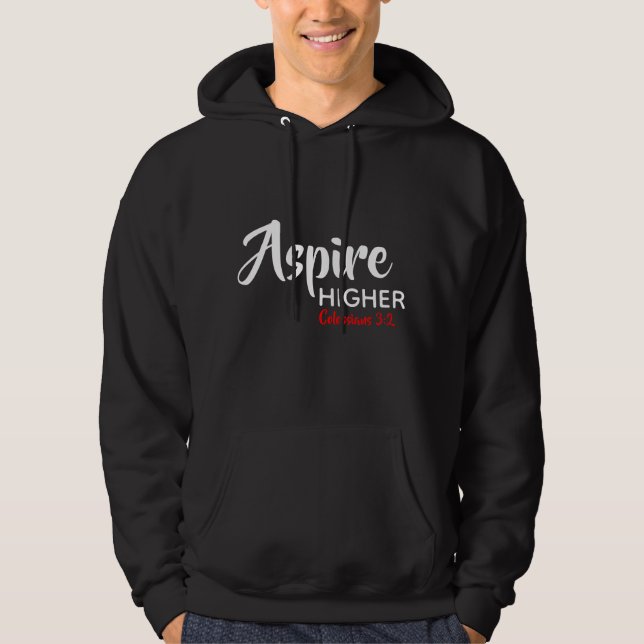ASPIRE HIGHER Inspirational Scripture Christian Hoodie (Front)