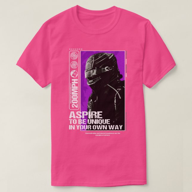 Aspire Motivational F1 Driver Design T-Shirt (Design Front)