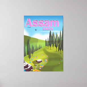 Assam India travel poster print. Canvas Print
