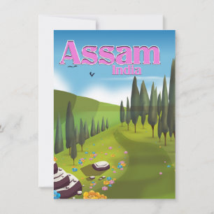 Assam India travel poster print. Invitation