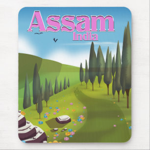 Assam India travel poster print. Mouse Pad