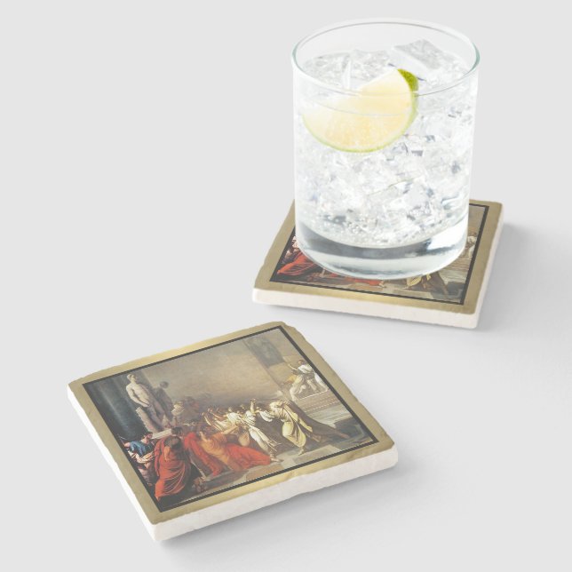 Assassination of Julius Caesar Stone Coaster (Side)