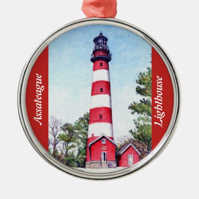 Assateague Island Lighthouse Metal Tree Decoration (Front)