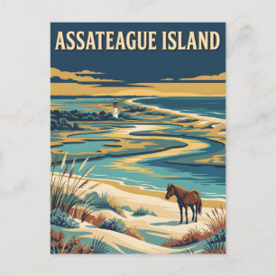 Assateague Island Maryland Coastal Vintage Poster Postcard