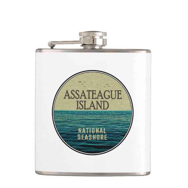 Assateague Island National Seashore Ocean Birds Hip Flask (Front)