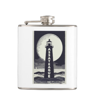 Assateague Lighthouse Virginia Moon Hip Flask