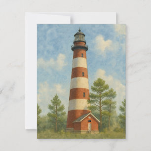 Assateague Lighthouse Watercolor Card