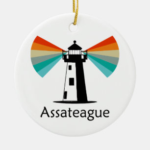 Assateague Virginia Lighthouse Rainbow Ceramic Tree Decoration