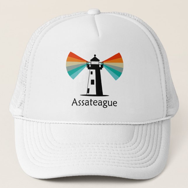 Assateague Virginia Lighthouse Rainbow Trucker Hat (Front)