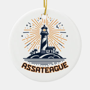 Assateague Virginia Lighthouse Sunrise Ceramic Tree Decoration