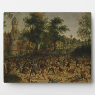 Assault on a Town (oil on canvas) Plaque