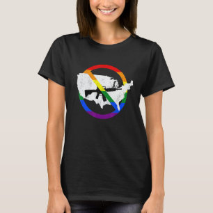 Assault Weapon Ban Sign Map of USA Rainbow Flag T-Shirt